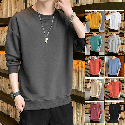 Title 2, Mens Long-Sleeved T-Shirt Round Neck Pullover ...