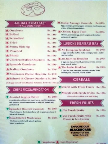 Cafe Illusions menu 