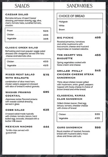 Kamaa Cafe menu 