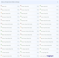Kaati Zone Rolls & Wraps menu 1