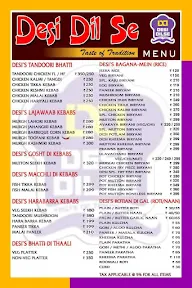 Desi Dilse menu 1