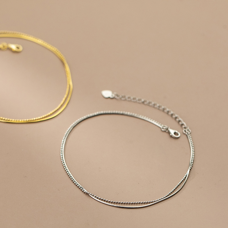 Title 5, Electroplated 14K Gouden Enkelbandje S925 Zilve...