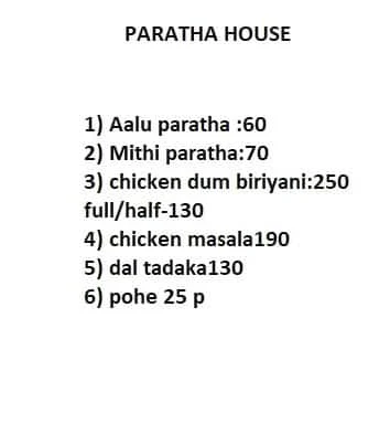 Paratha House menu 