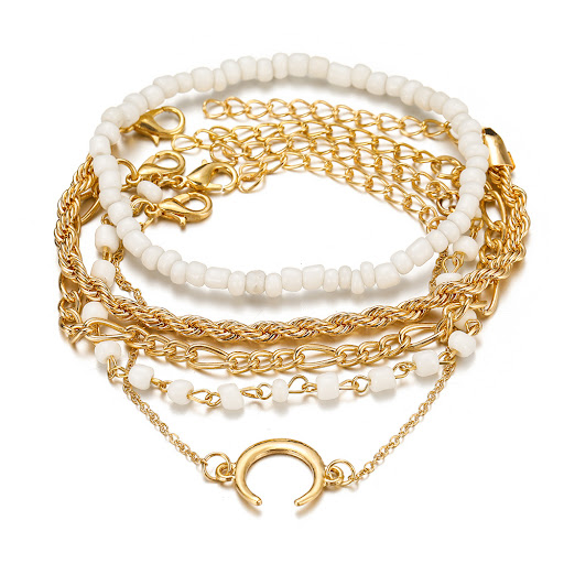 Title 2, Creative Retro Rice Bead Chain Bracelet Set Orn...