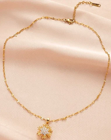 Collier Pendentif Tournant Flocon d - 3