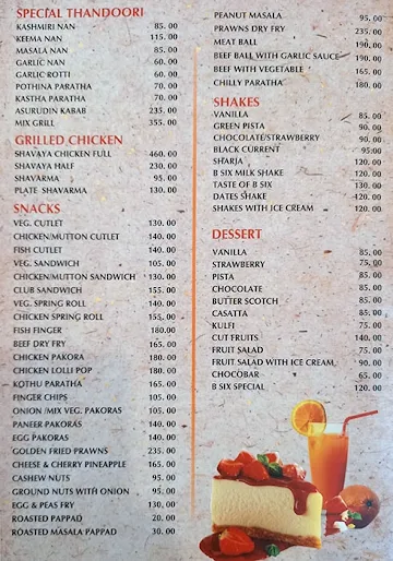 Bsix Inn menu 