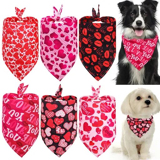 30pcs Dog Bandana Valentine's Day Pet Supplies Love Pet Dog Bandanas Scarf Dog Accessories Polyester Small Dog Puppy Ba