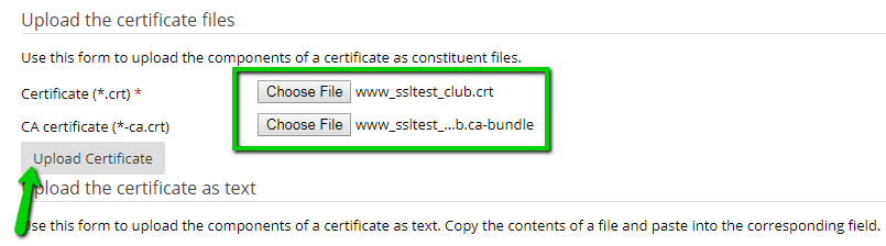 Upload Certificate Files