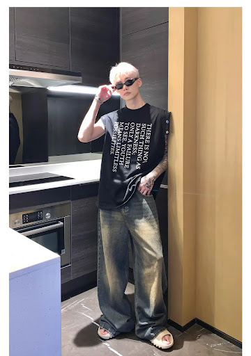 Title 2, Mens Fashion Retro Washed Straight Jeans, offe...