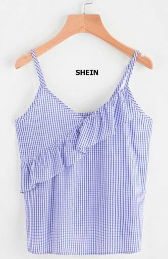 Top de tiras con bolero cruzado en cuadros diminutos por Shein