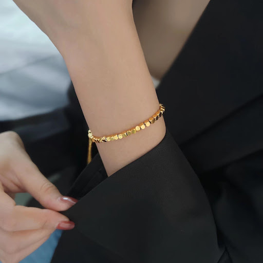 Title 1, Titanium Steel 18k Gold Small Square Bracelet, ...