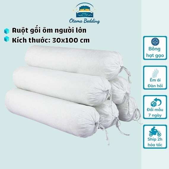 Ruột Gối Ôm Người Lớn 35X100 Cm Bông Gòn Cao Cấp - Otama Bedding