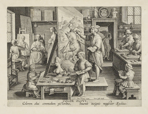 Artiste : Jan van der Straet,  estampe 14 tirée de Nova Reperta, [ca. 1600],  gravure au burin par Théodore Galle, Folger Shakespeare Library, Washington.