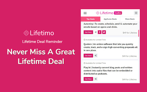 Lifetime Deal Reminder by Lifetimo