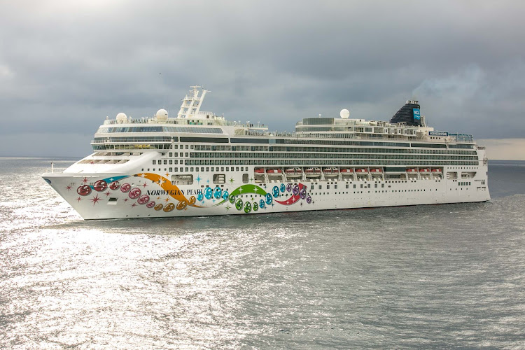 Norwegian Pearl approaches the port of Costa Maya in Mexico. 