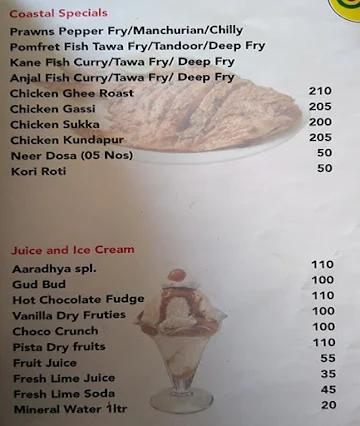 Aaradhya Family Restaurants menu 