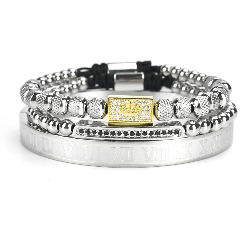 Title 5, Herren Edelstahl Armband mit römischen Ziffern,...