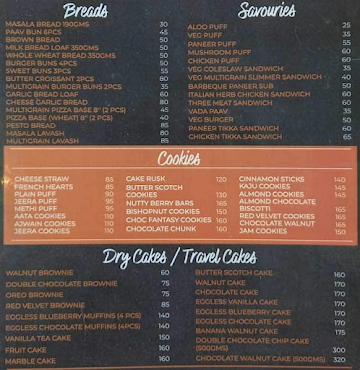 Baker Street menu 