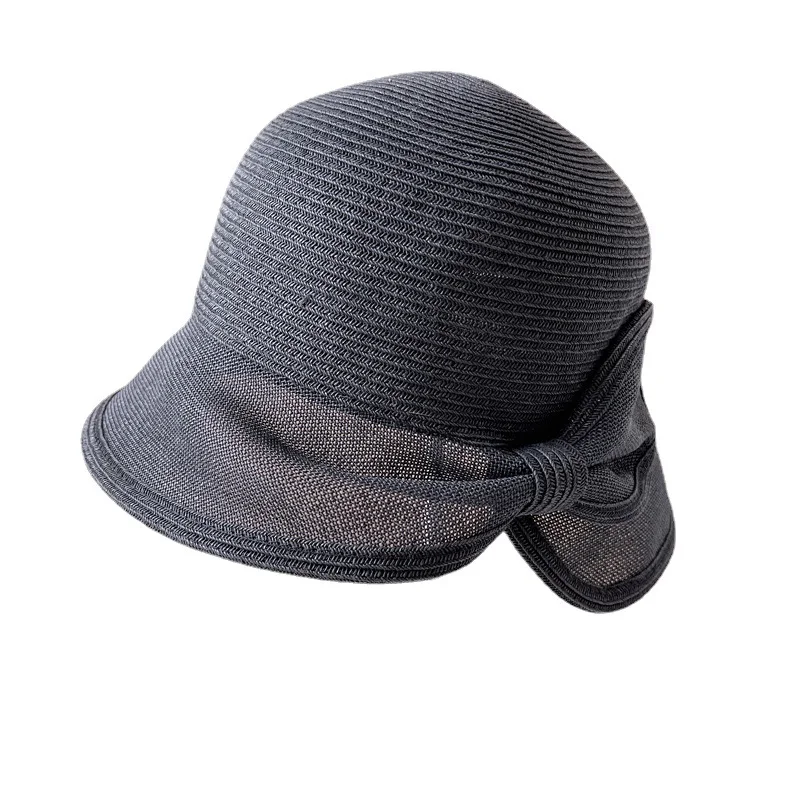 Chapeau de pêcheur en tissu de papier avec nœud arrière, ouverture pour épissure, respirant et idéal pour l'été.
