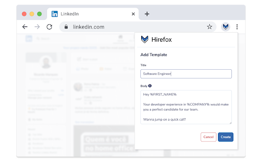 Hirefox - Send faster LinkedIn messages