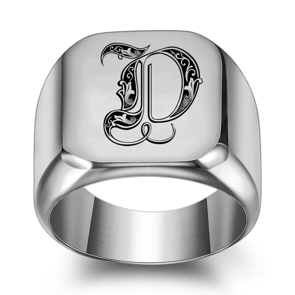 26 Engelse Initiaal Ringen van titanium staal, duurzame en elegante gepersonaliseerde sieraden voor hem en haar, perfect cadeau.