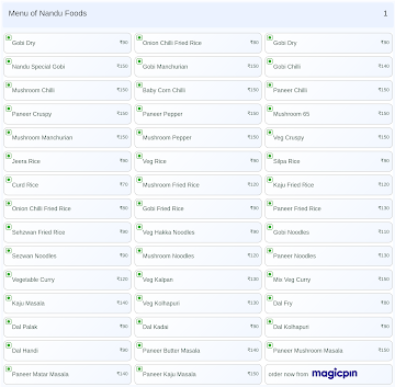 Nandu Foods menu 