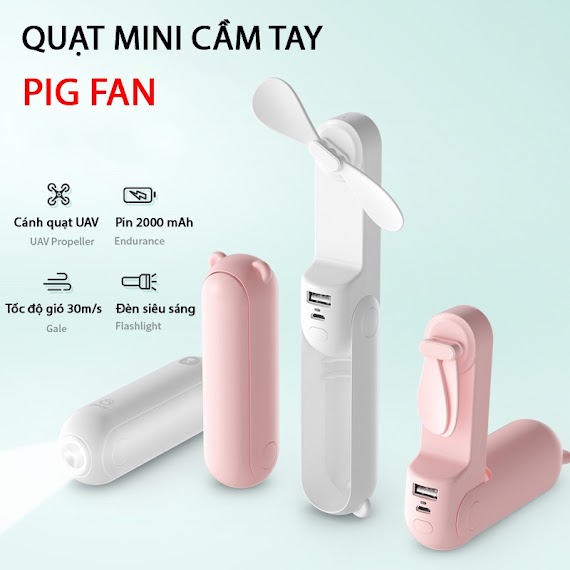 Quạt Mini Cầm Tay Đa Năng 3 Trong 1 F8 – Quạt Cầm Tay Mini Kiêm Sạc Dự Phòng 2000Mah Tích Hợp Đèn Pin Chiếu Sáng