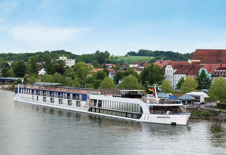 The new river ship AmaKristina in Vilshofen in the Passau district of Germany.