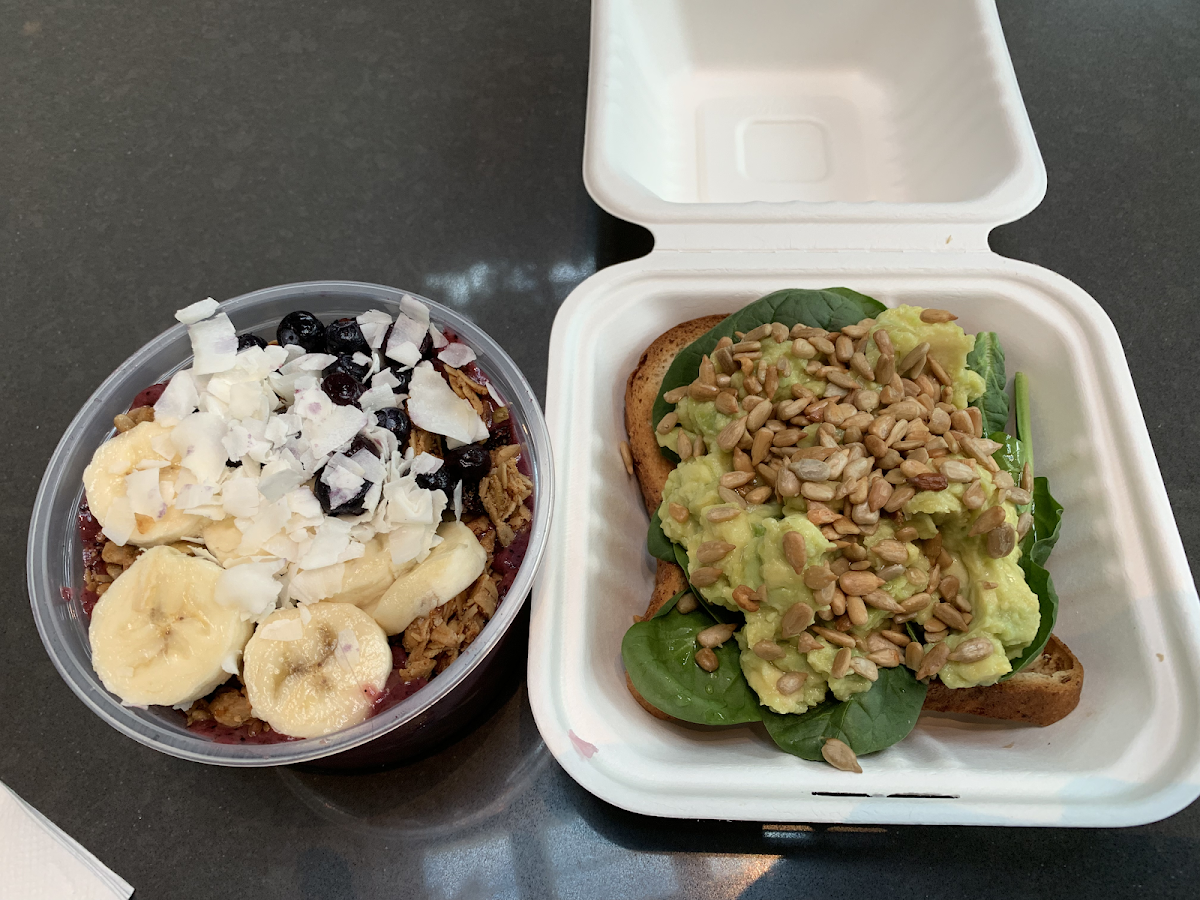 Açaí bowl and avocado toast