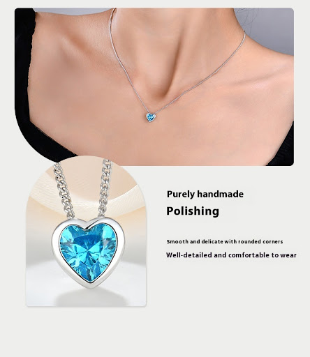 Title 2, Ocean Heart S925 Sterling Silver Inlaid Zircon ...