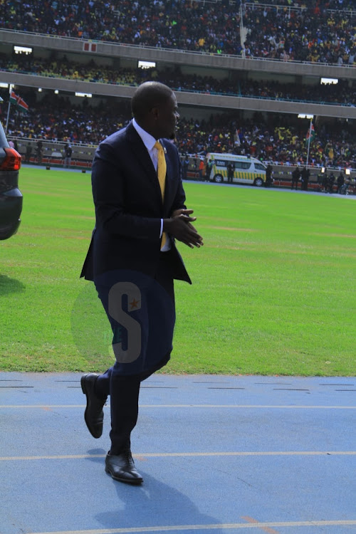 Nairobi governor Johnson Sakaja arrives at Kasarani Stadium for inauguration of president elect William Ruto on September 13, 2022.