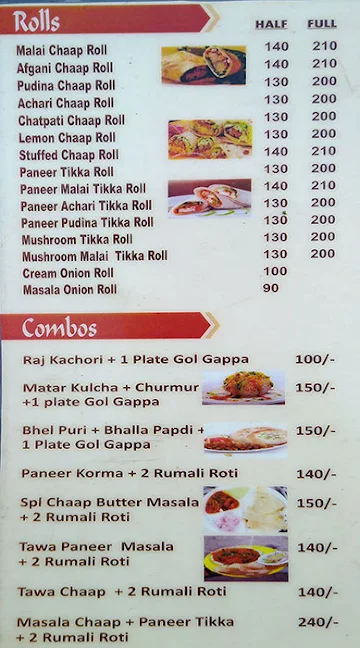 Rasili Chaat menu 