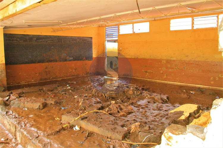 A classroom at Mathare North Primary School in Ruaraka Constituency after heavy rainfall pounded Nairobi Thursday night, May 3, 2024.