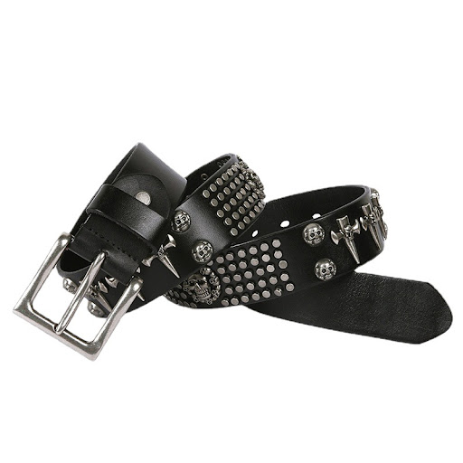 Title 4, Punk First Layer Cowhide Mens DJ Belt Skull Al...