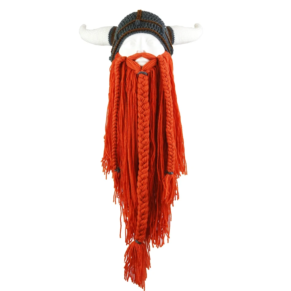 Chapeau de fête personnalisé, drôle, en laine avec barbe longue et pointue pour Halloween amusant
