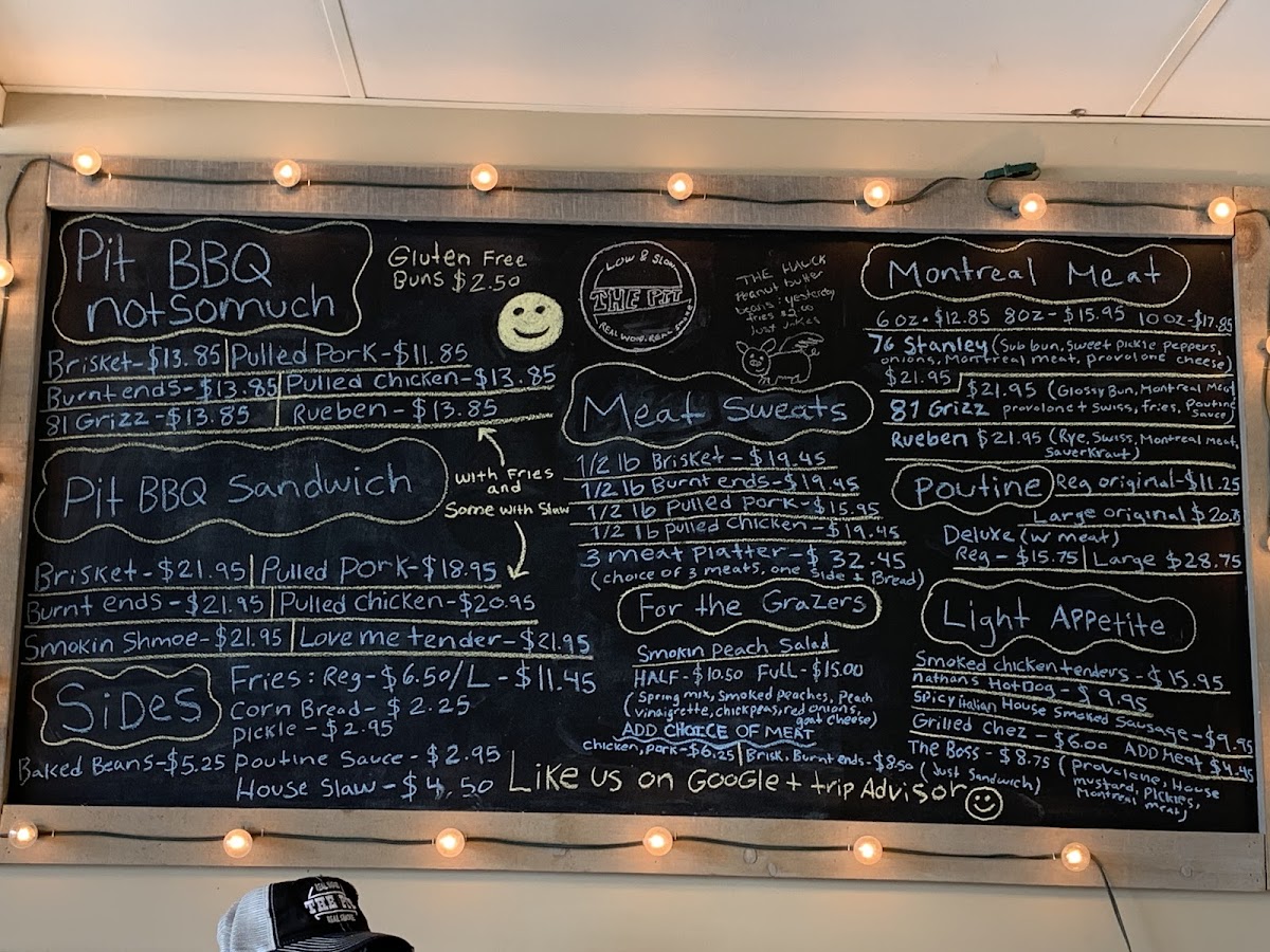 The Pit gluten-free menu