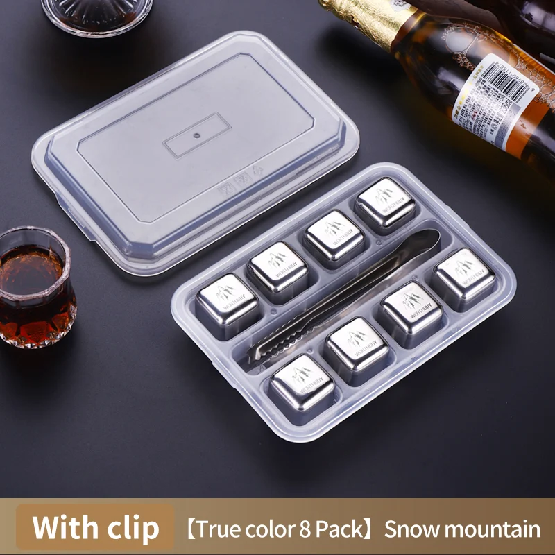 Cubos de hielo metálicos de acero inoxidable 304 de grado alimenticio — Enfría tus bebidas sin diluir. Reutilizables y duraderos.