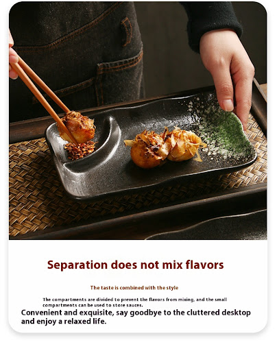 Title 2, Ceramic Compartment Tray Barbecue Dim Sum Plate...