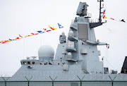 Soldiers on a Russian frigate ahead of scheduled exercises with South African and Chinese navies in Richards Bay.