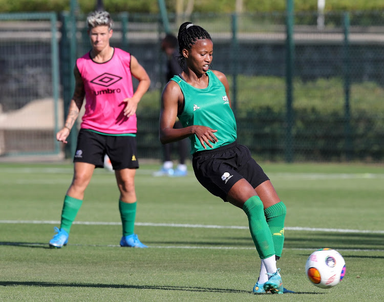 SA's Jermaine Seoposenwe during the team's 2022 Women's Africa Cup of Nations training session at the Mohamed VI Complex in Rabat on July 9 2022.