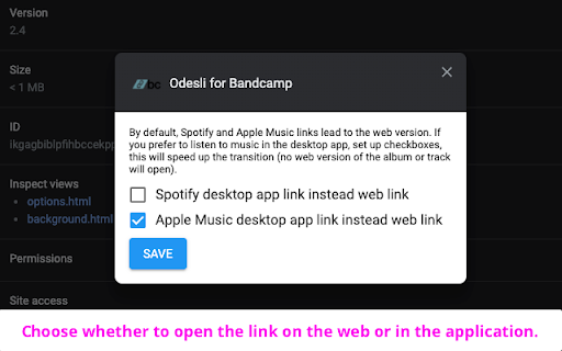 Odesli for Bandcamp