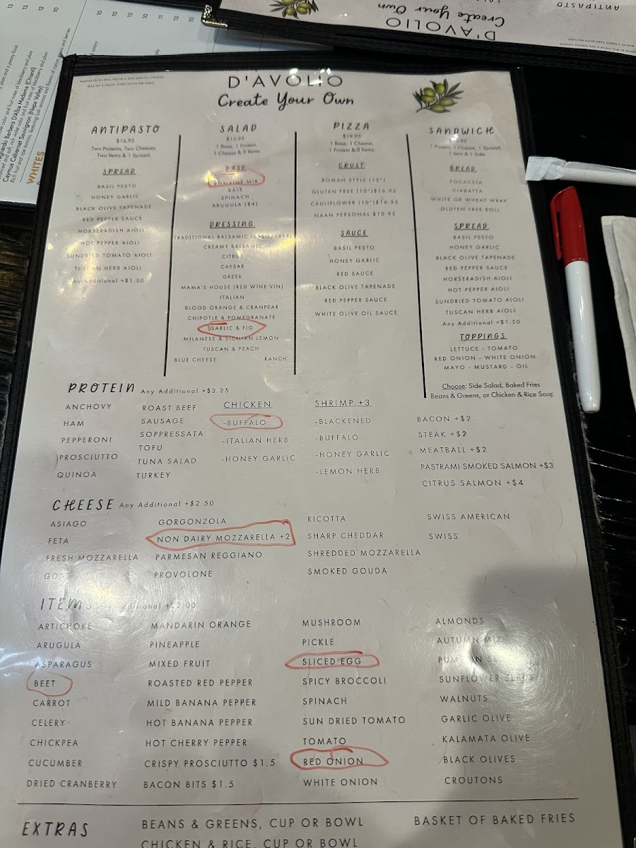 One of the menus