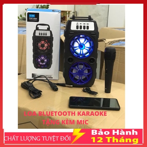 Loa Bluetooth Cl97 Hát Karaoke Tặng Kèm Mic Nghe Nhạc Cực Đã Âm Bass Cực Mạnh Loa Bluetooth Mini Hát Hay