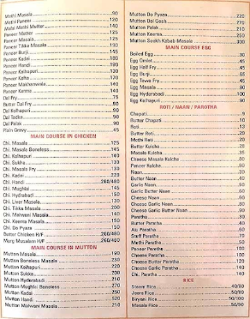 Neha Restaurant and Bar menu 