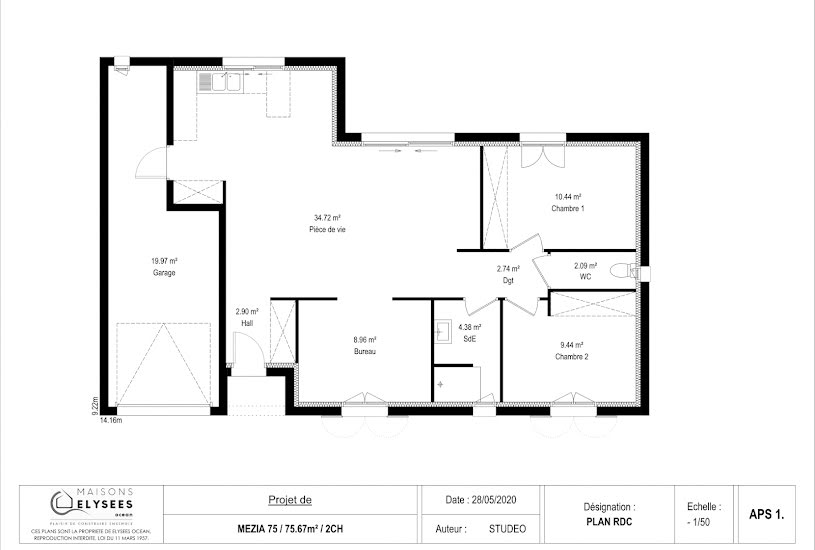  Vente Terrain + Maison - Terrain : 416m² - Maison : 98m² à Croix-Chapeau (17220) 