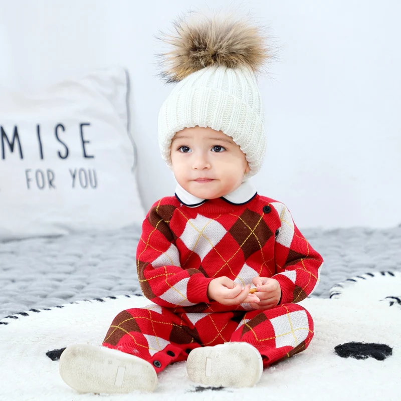 Vestido de Ano Novo para Bebê Roupa de Outono Macacão Suéter de Tricô Conforto e estilo para o seu bebê no outono Ideal para festas