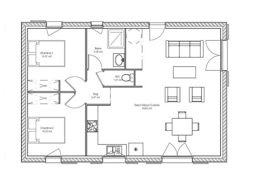  Vente Terrain + Maison - Terrain : 586m² - Maison : 80m² à Béguey (33410) 