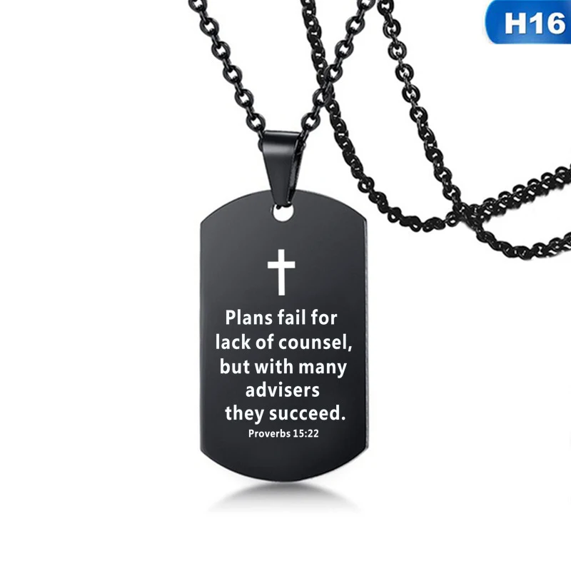 Collier pour homme en acier inoxydable avec pendentif Bible rond, cadeau idéal pour garçon, élégant et résistant.