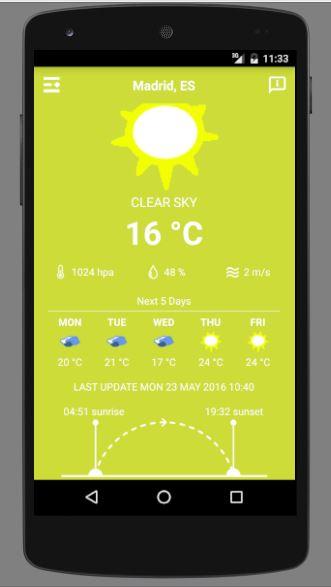 Android application Madrid  Weather screenshort