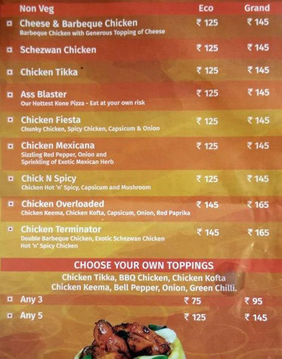 Konetto Pizza menu 